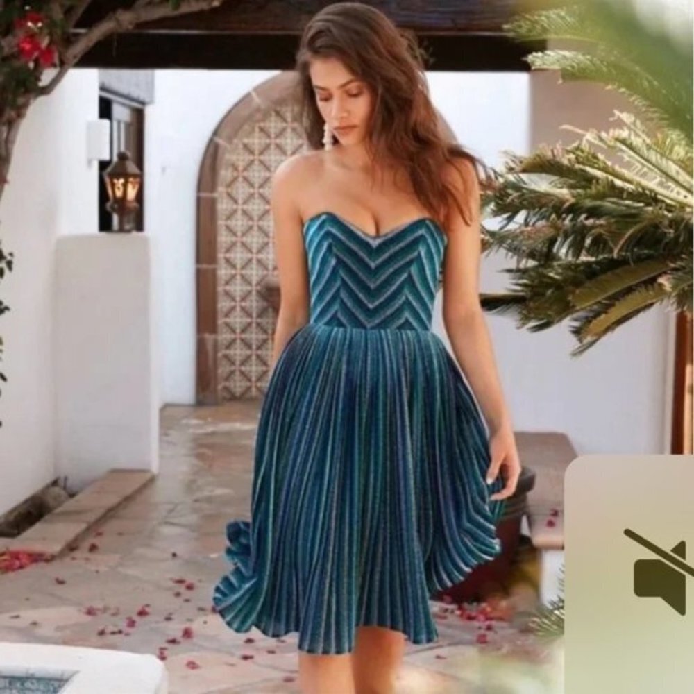 Dress THE POPULATION Rosalie Strapless Sweetheart Dress Electric Blue